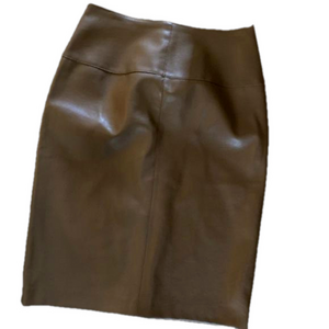 Braemar faux leather tan pencil skirt size 6 L@@K